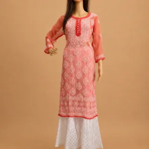 Georgette Chikankari Kurta With Hand Embroidery