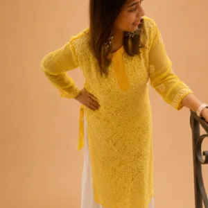 Chikankari Kurta With Jaal Embroidery
