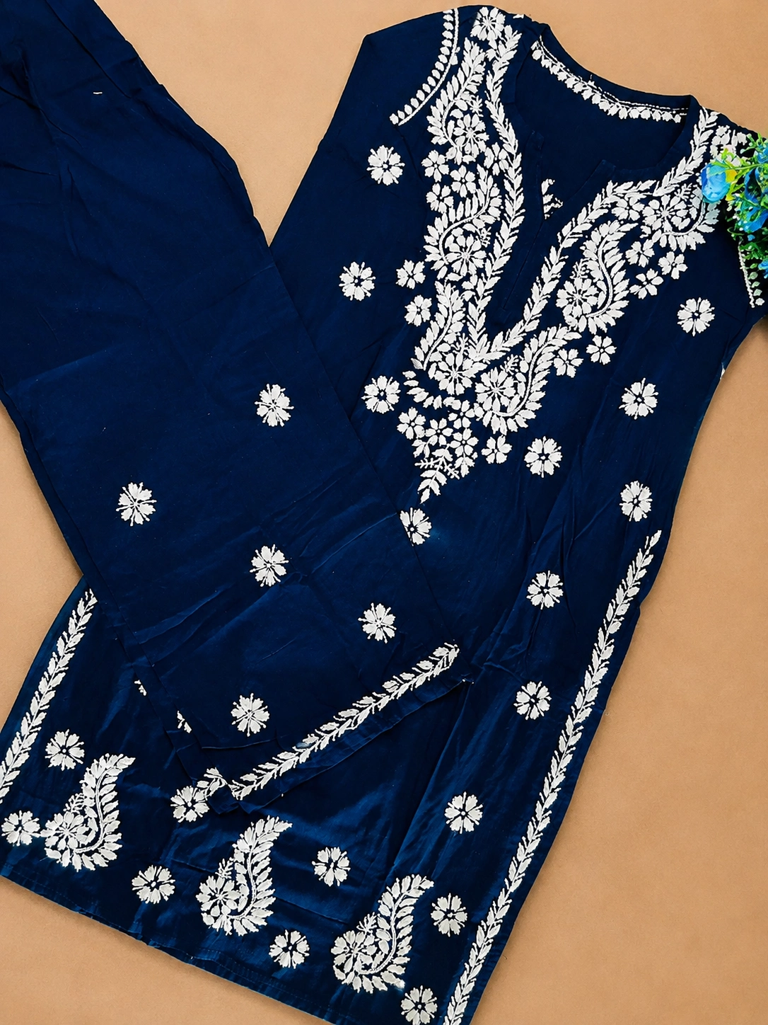 Rayon Kurta Set With Chikankari Hand Embroidery
