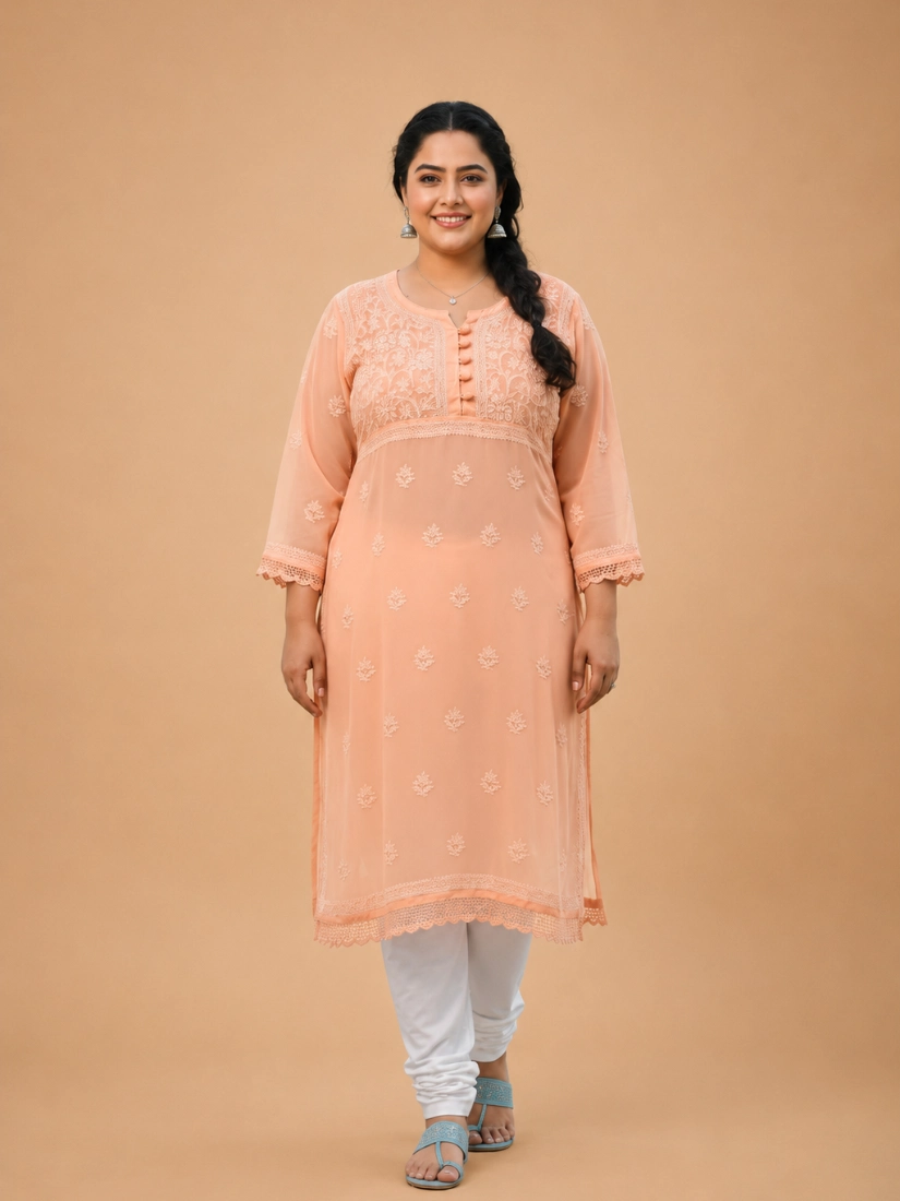 Plus Size Georgette Chikankari Kurta