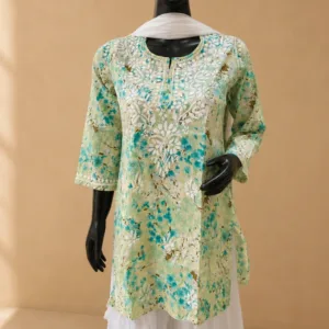 Mulmul Cotton Chikankari Short Kurti