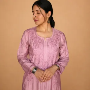 Chanderi Kurta With Chikankari Hand Embroidery