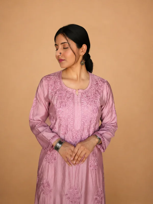 Chanderi Kurta With Chikankari Hand Embroidery