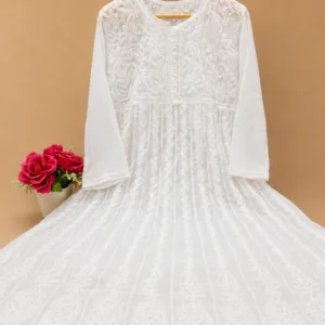 Chikankari Anarkali With Hand Embroidery