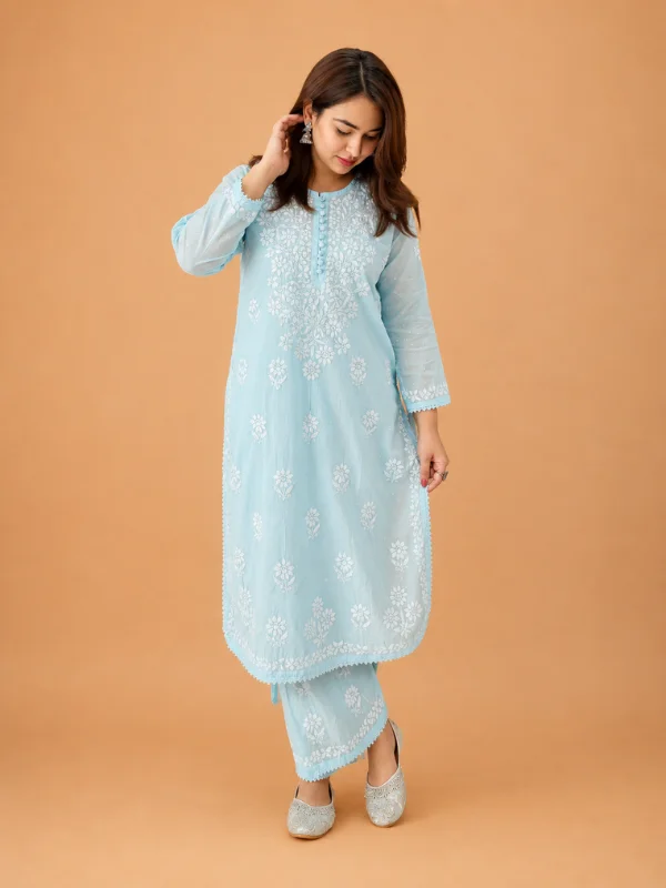 Chikankari Dobby Cotton Kurta Palazzo Set