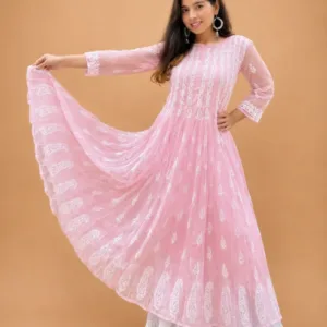 Chikankari Hand Embroidery Anarkali