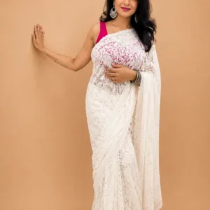 Chikankari Saree With Jaal Hand Embroidery