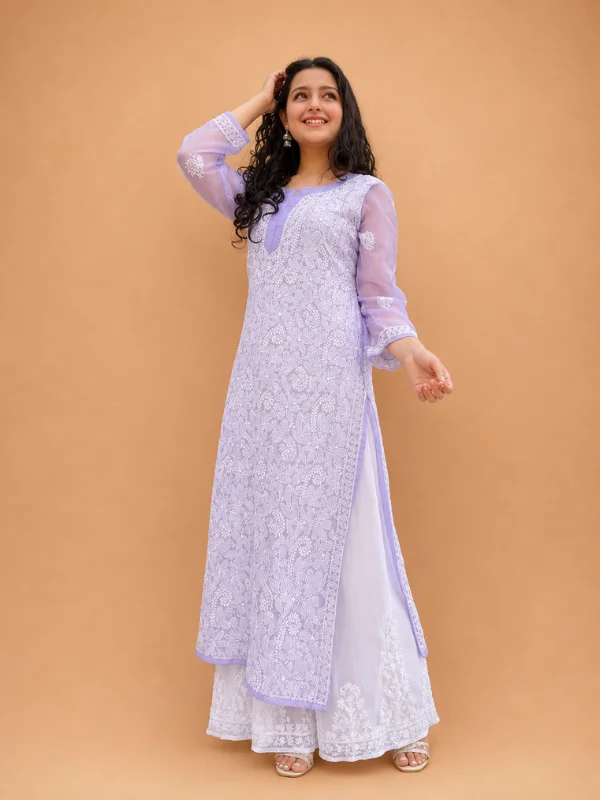 Georgette Chikankari Kurta With Jaal Hand Embroidery
