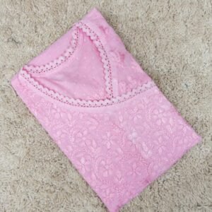 Pink Mulmul Cotton Chikankari Angrakha