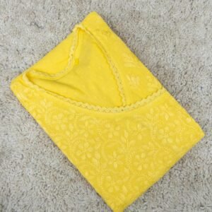 Yellow Mulmul Cotton Chikankari Angrakha
