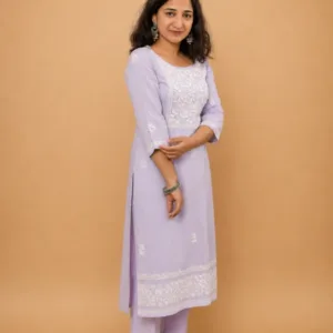 Lavender Chikankari Modal Kurta