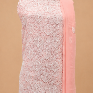 Lucknowi Chikankari Hand Embroidered Georgette Suit Piece