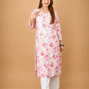 Mulmul Cotton Kurta with Chikankari Hand Embroidery