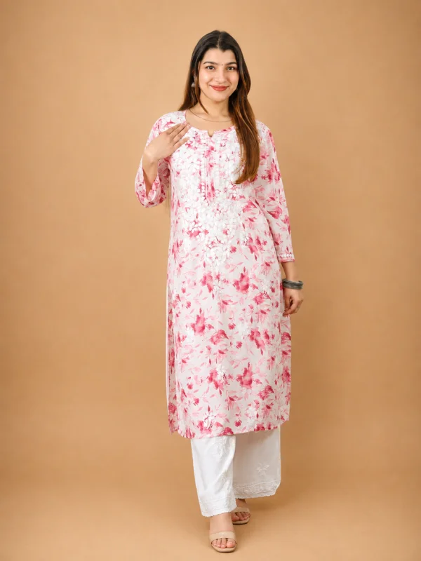 Mulmul Cotton Kurta with Chikankari Hand Embroidery