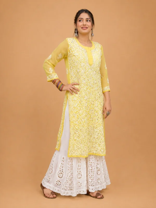 Partywear Chikankari Kurta With Gotapatti