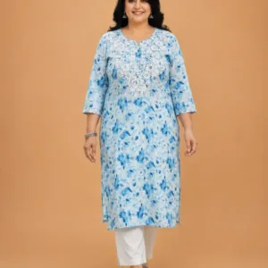 Plus Size Mulmul Cotton Chikankari Kurta