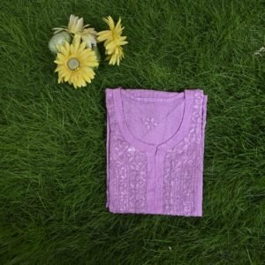 Purple Kota Doria Chikankari Kurta