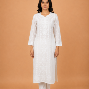 White Mulmul Cotton Chikankari Kurta
