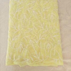 Yellow Chikankari Saree With Hand Embroidery