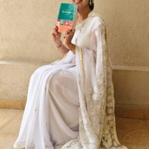 White Chikankari Hand Embroidery Saree with Gotapatti