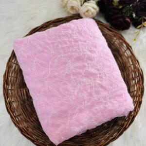 Baby Pink Chikankari Saree With Hand Embroidery
