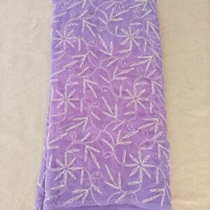 Lavender Chikankari Saree With Hand Embroidery