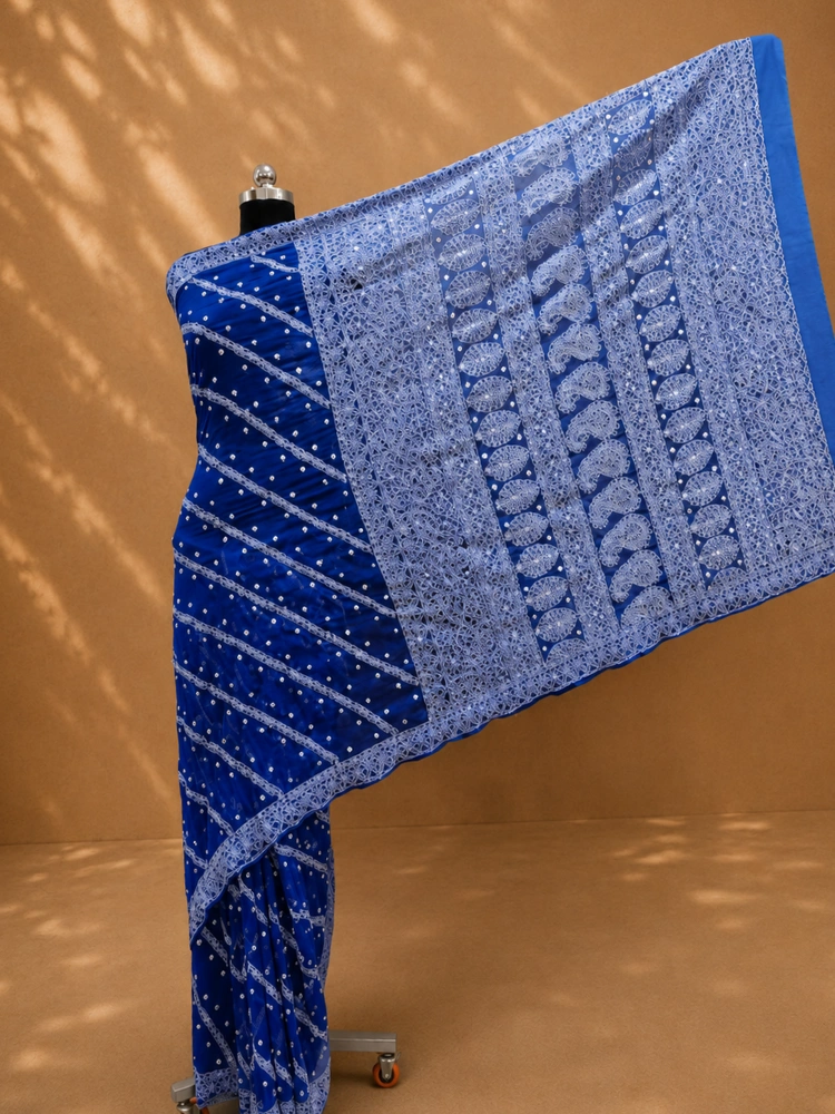Hand Embroidery Chikankari Saree