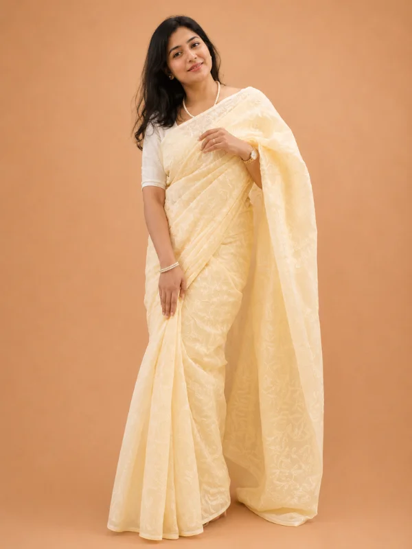 Kota Cotton Chikankari Saree